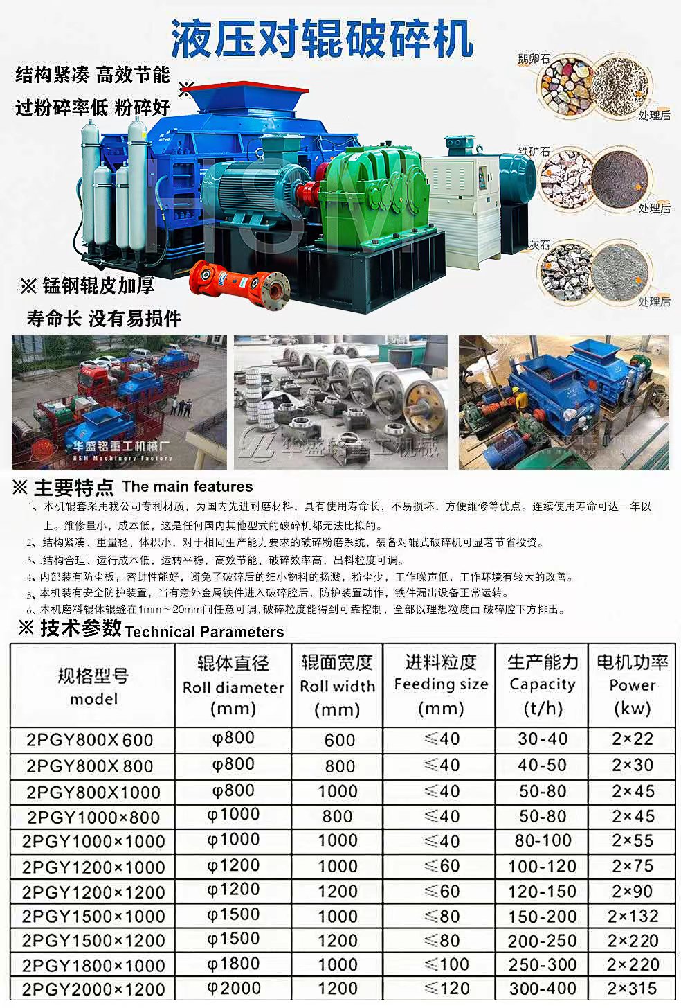對輥破碎機型號技術參數(shù)